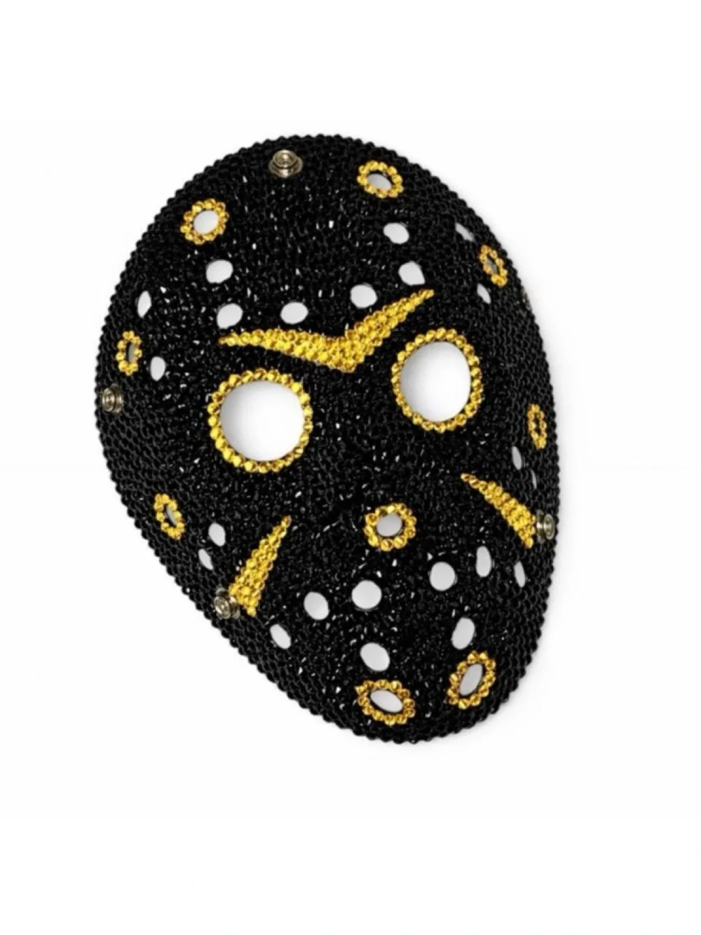 Jason Full Black & Gold Crystal Bling Sparkly Hockey Mask Horror New